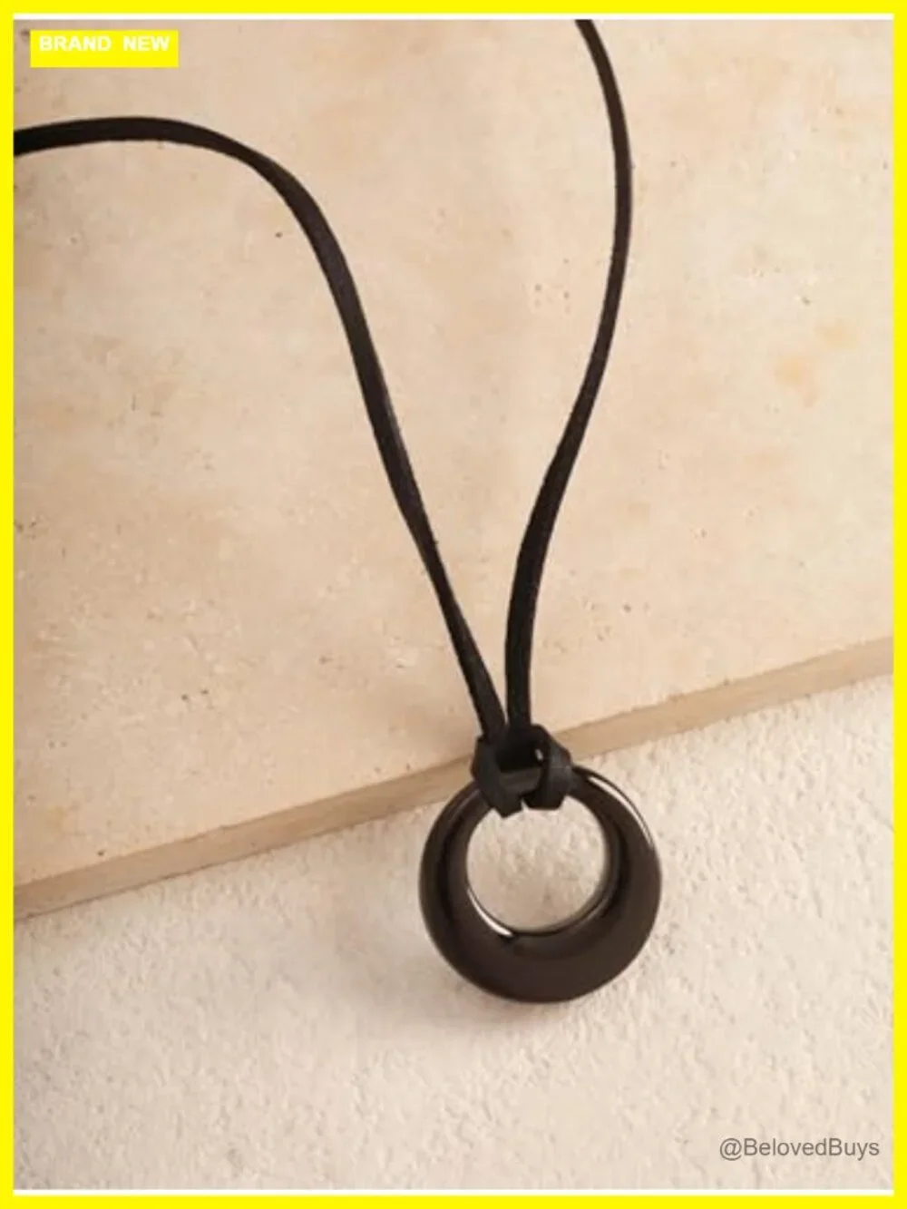 Boho Gothic O Ring Choker Necklace Faux Leather Stainless Steel